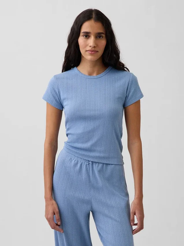 Pointelle-pyjamas-T-skjorte