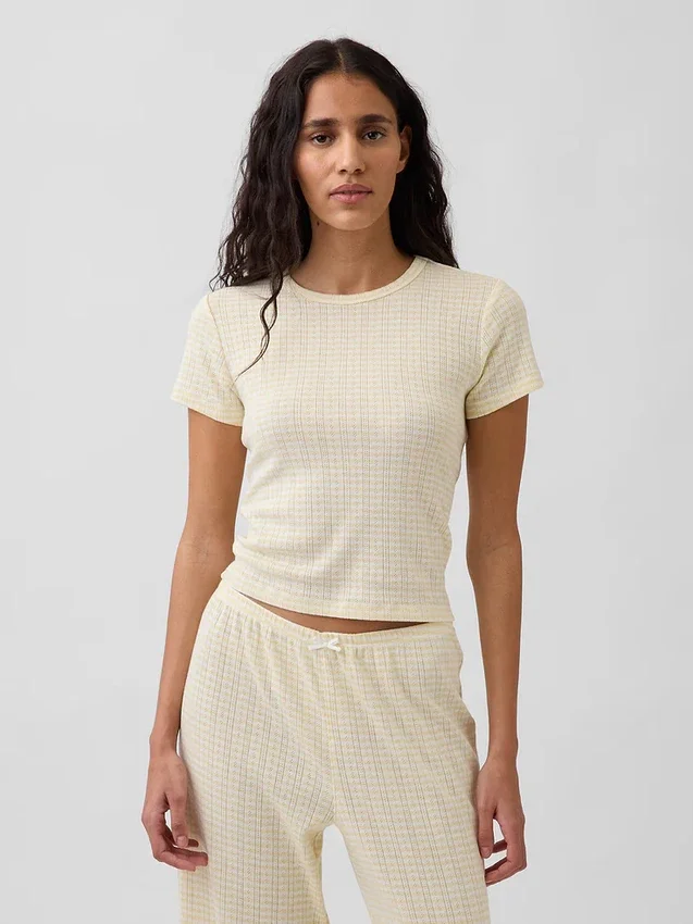 Pointelle-pyjamas-T-skjorte