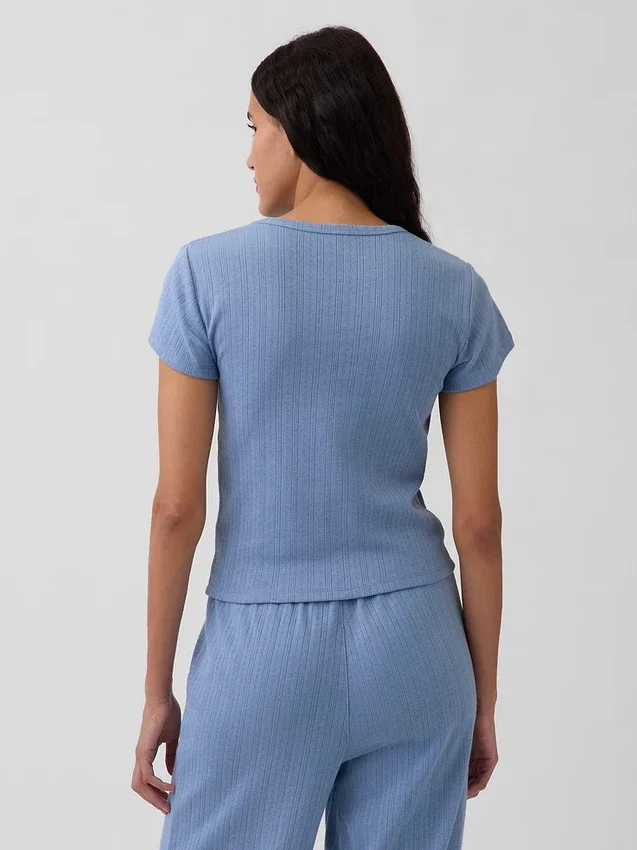 Pointelle-pyjamas-T-skjorte