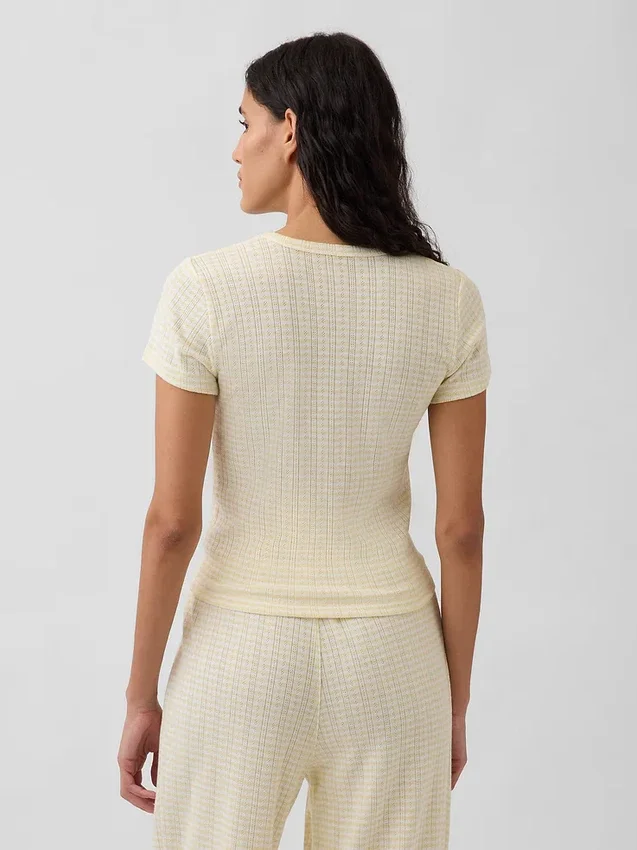 Pointelle-pyjamas-T-skjorte
