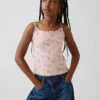 Pointelle-ribbet cami-top for barn