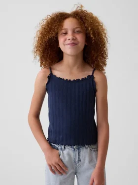 Pointelle-ribbet cami-top for barn