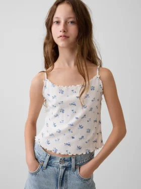 Pointelle-ribbet cami-top for barn
