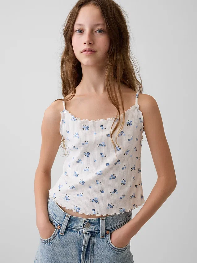 Pointelle-ribbet cami-top for barn