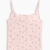 Pointelle-ribbet cami-top for barn