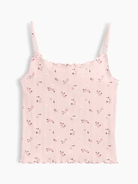 Pointelle-ribbet cami-top for barn