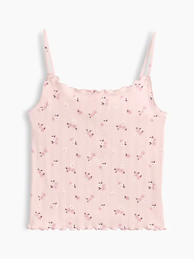 Pointelle-ribbet cami-top for barn