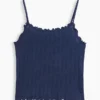 Pointelle-ribbet cami-top for barn