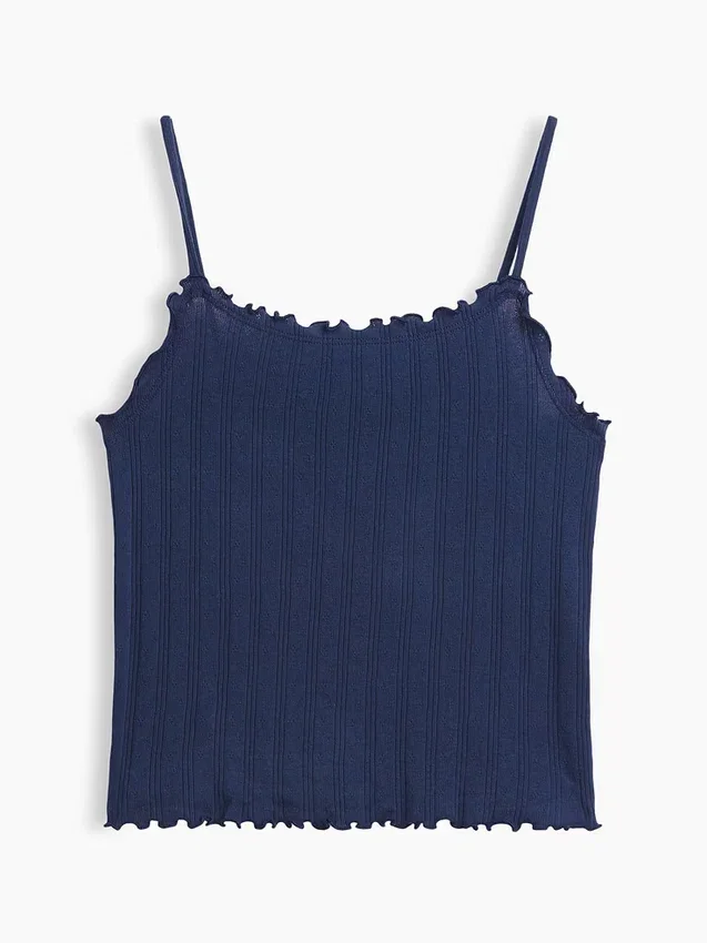 Pointelle-ribbet cami-top for barn