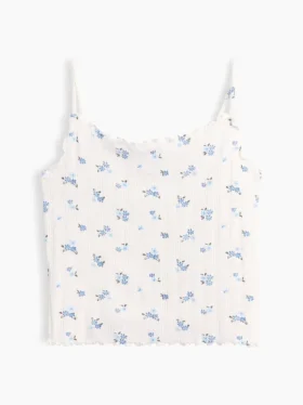 Pointelle-ribbet cami-top for barn