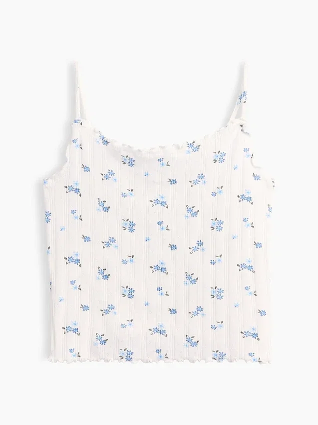 Pointelle-ribbet cami-top for barn