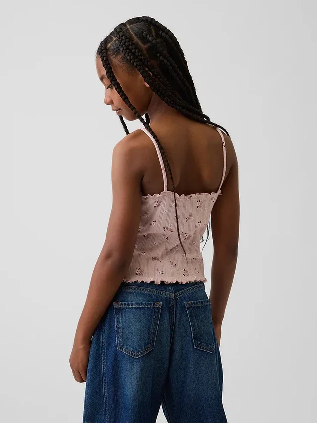 Pointelle-ribbet cami-top for barn
