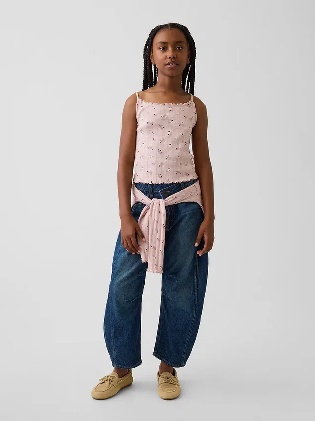 Pointelle-ribbet cami-top for barn