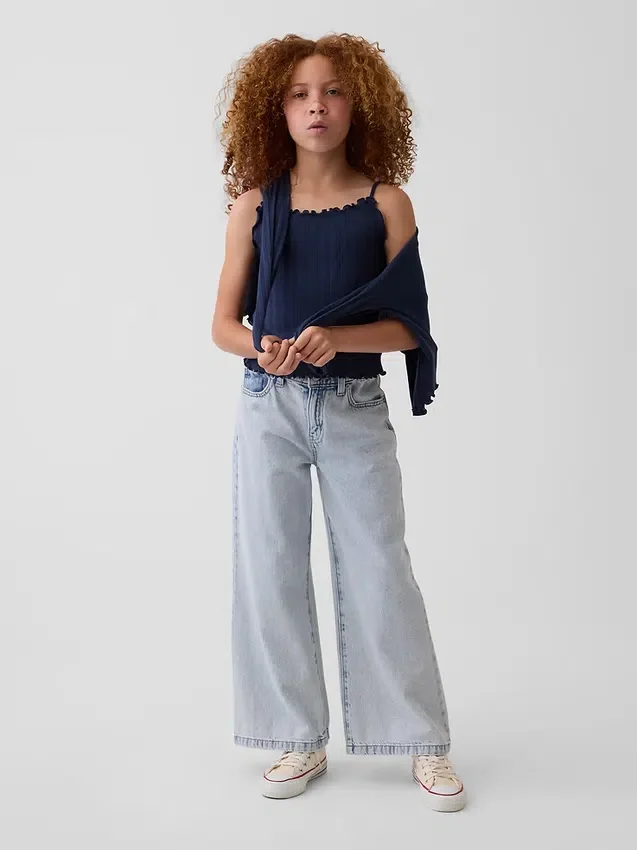 Pointelle-ribbet cami-top for barn