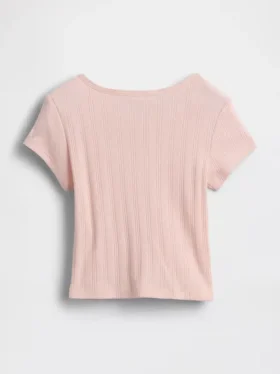 Pointelle-ribbet T-skjorte for Baby og Småbarn