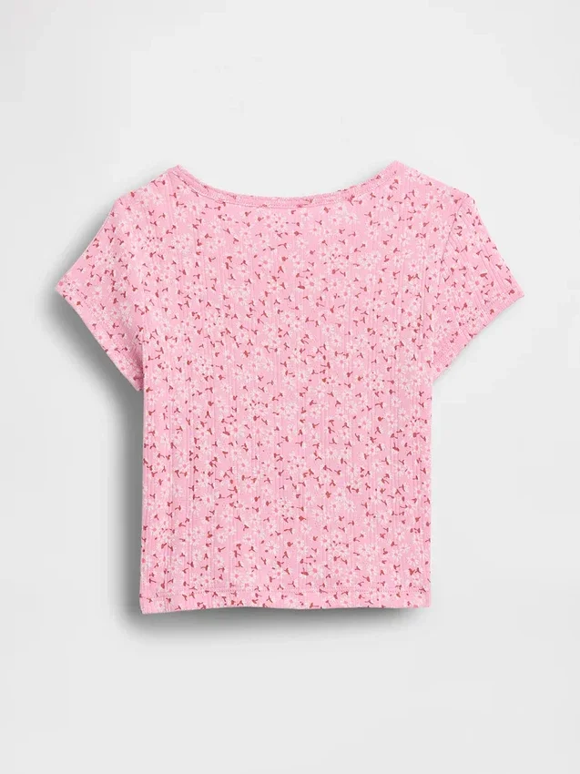 Pointelle-ribbet T-skjorte for Baby og Småbarn