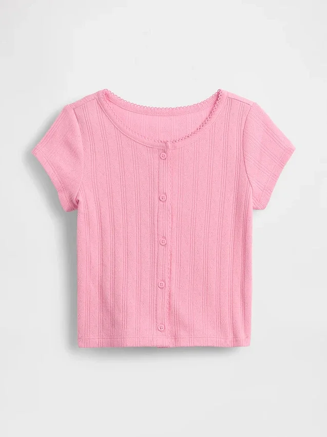 Pointelle-ribbet topp for Baby og Småbarn