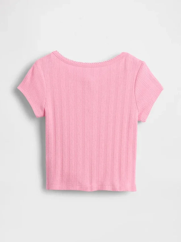 Pointelle-ribbet topp for Baby og Småbarn