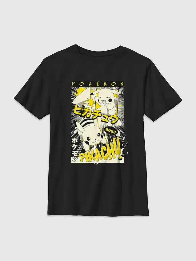 Pokémon Pikachu-manga-T-skjorte for barn