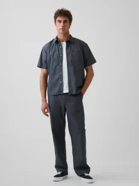 Poplin-bukser i løs passform i 90-tallsstil