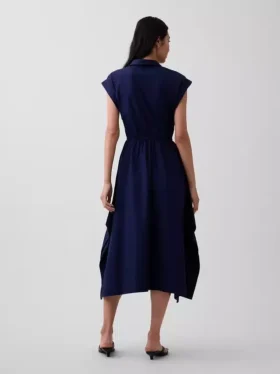 Poplin-skjortekjole med lommetørkleformet kant