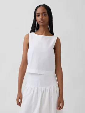 Poplin-tanktop med båthals