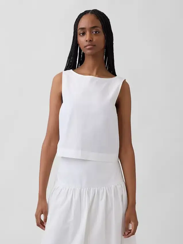 Poplin-tanktop med båthals