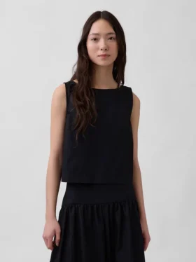 Poplin-tanktop med båthals