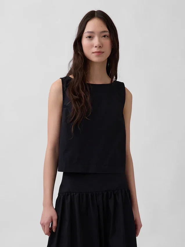Poplin-tanktop med båthals