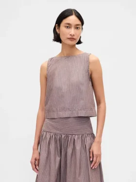 Poplin-tanktop med båthals