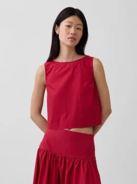 Poplin-tanktop med båthals