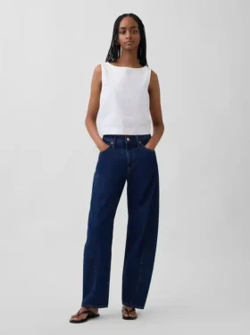 Poplin-tanktop med båthals