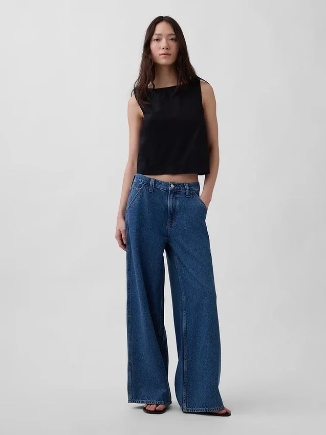Poplin-tanktop med båthals