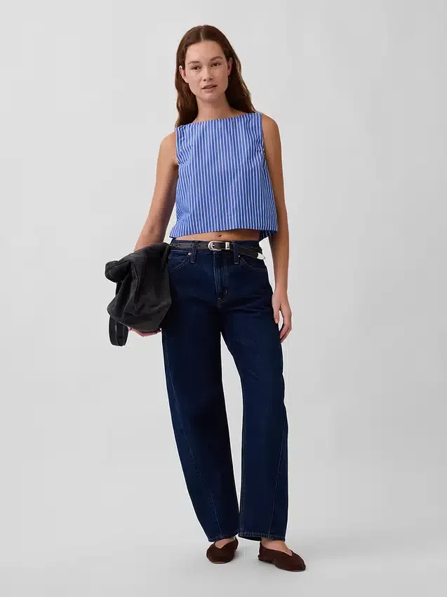Poplin-tanktop med båthals
