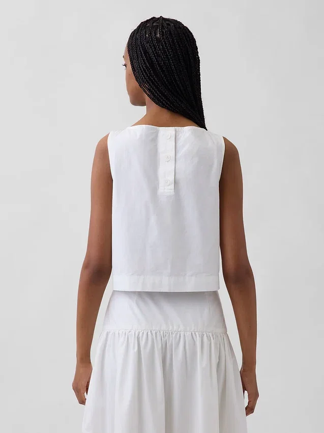 Poplin-tanktop med båthals