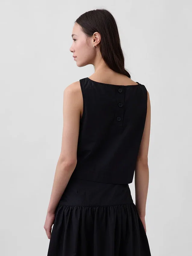 Poplin-tanktop med båthals