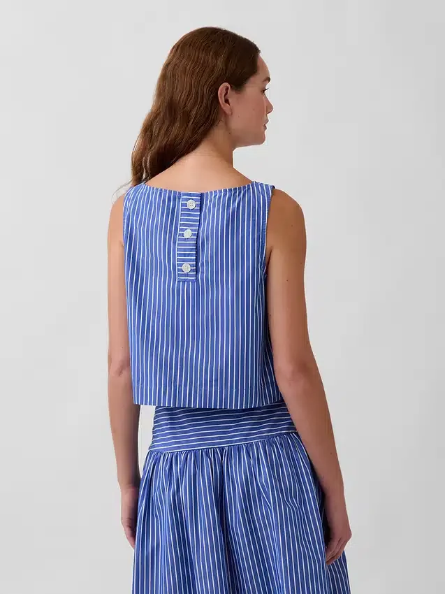 Poplin-tanktop med båthals