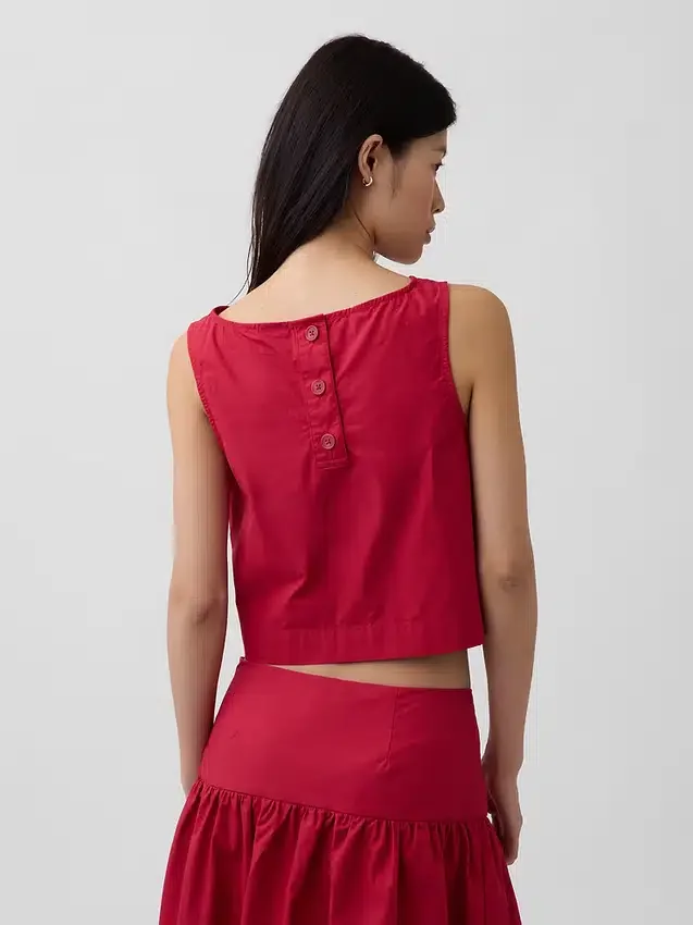Poplin-tanktop med båthals