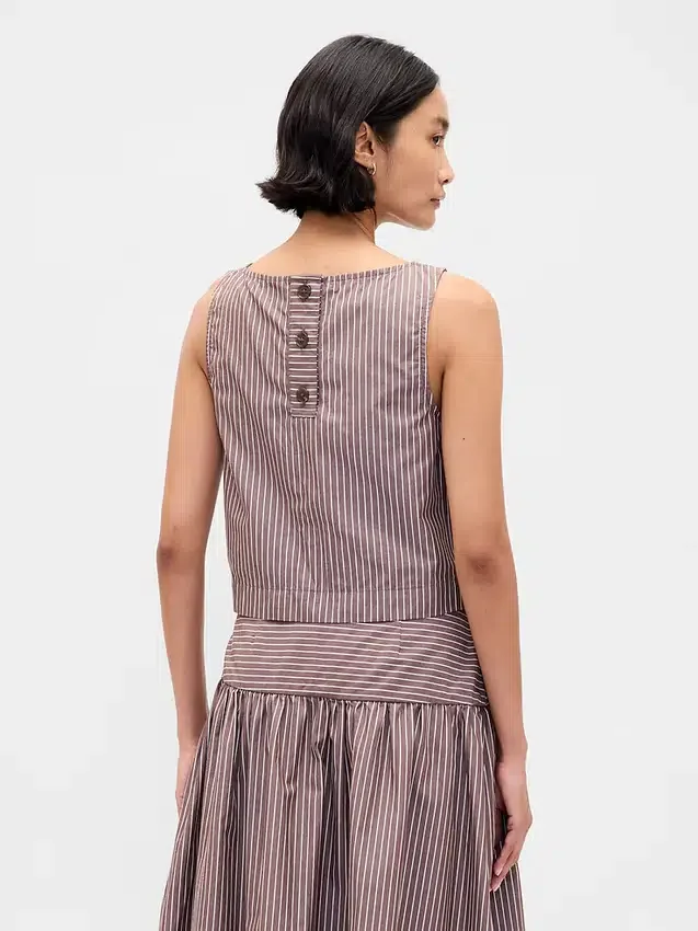Poplin-tanktop med båthals
