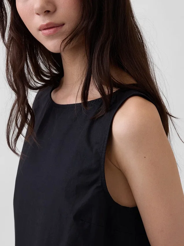 Poplin-tanktop med båthals