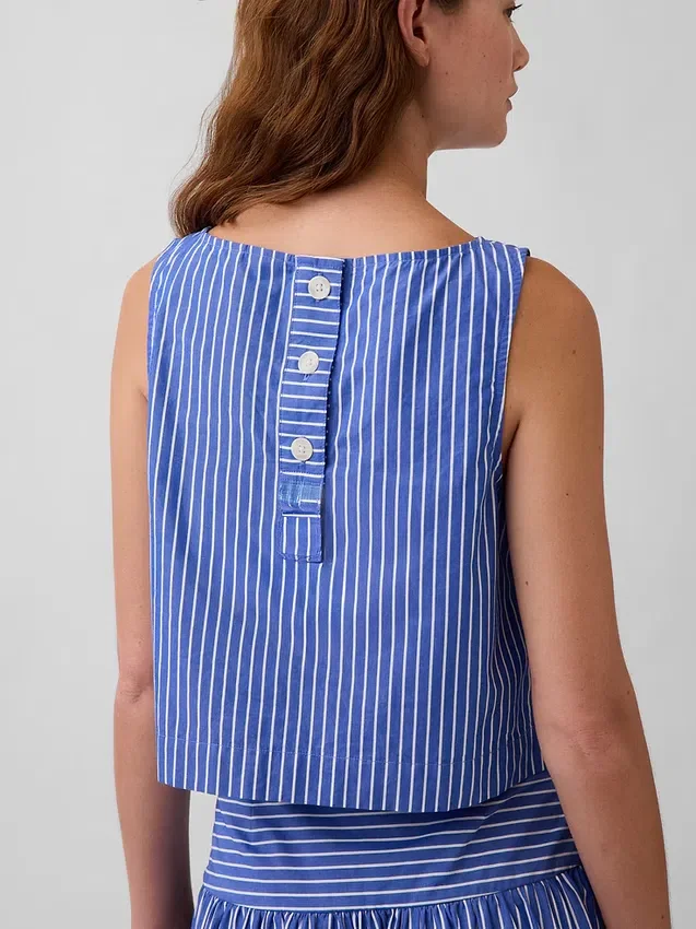 Poplin-tanktop med båthals