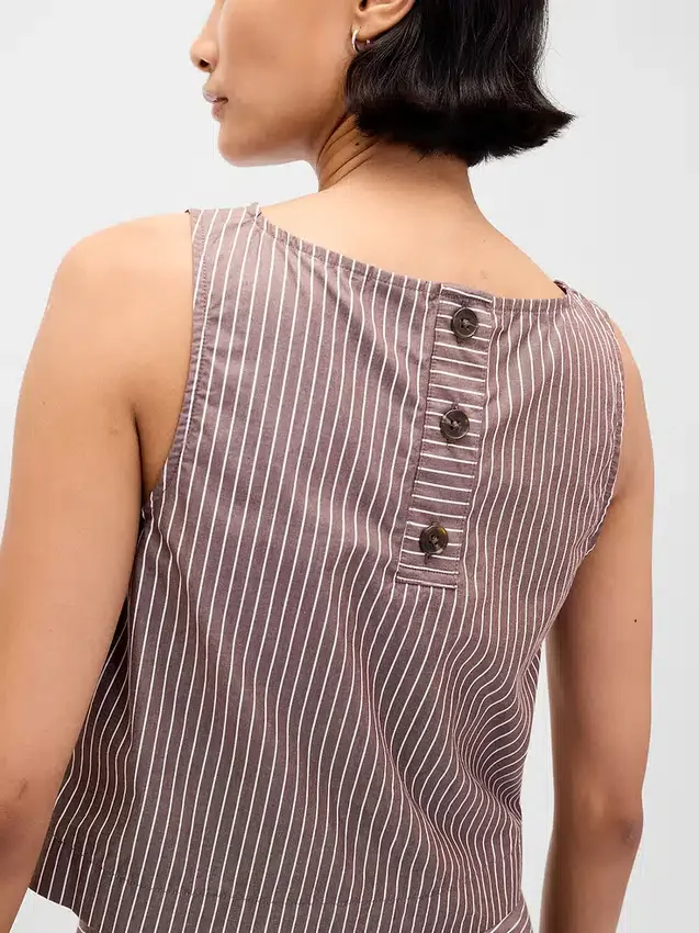 Poplin-tanktop med båthals