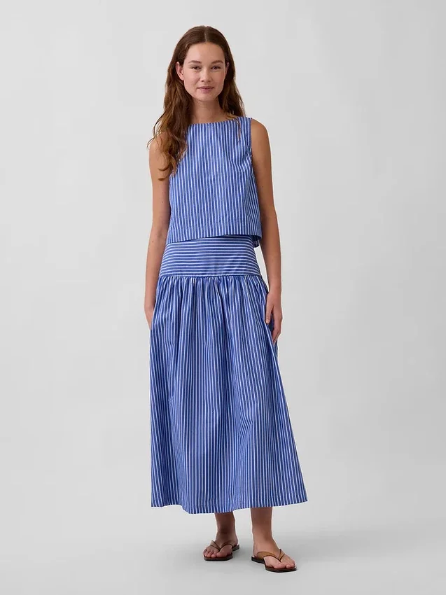 Poplin-tanktop med båthals