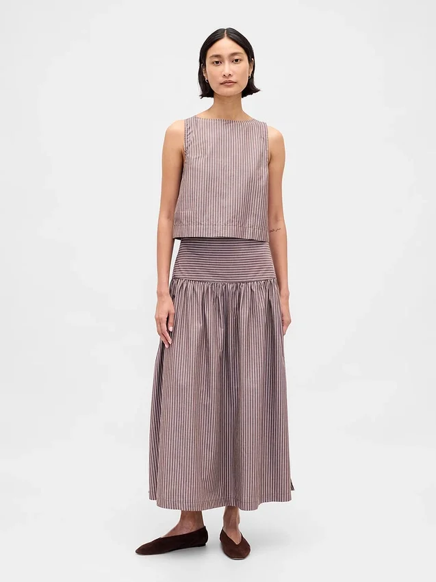 Poplin-tanktop med båthals