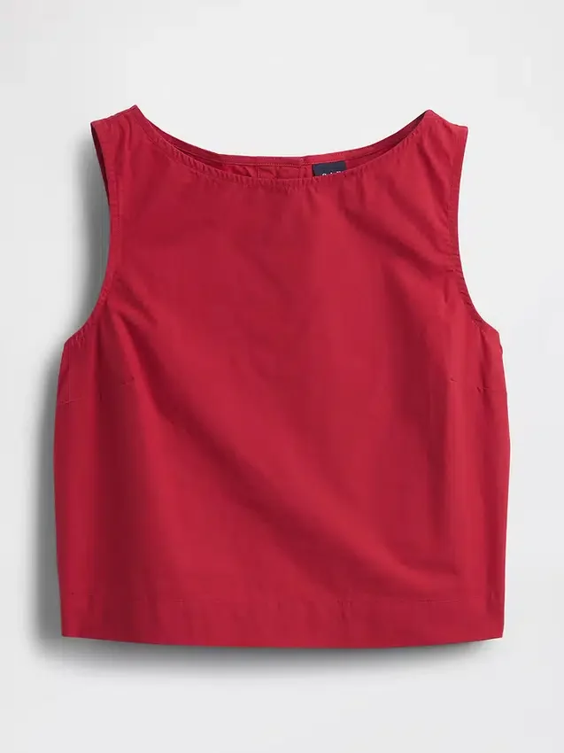 Poplin-tanktop med båthals