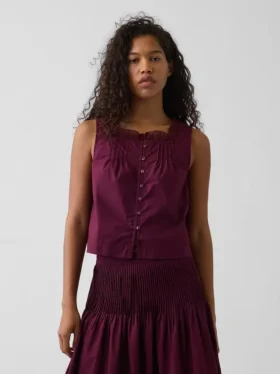 Poplin-tanktop med pintucks