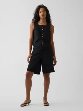 Poplin-tanktop med pintucks