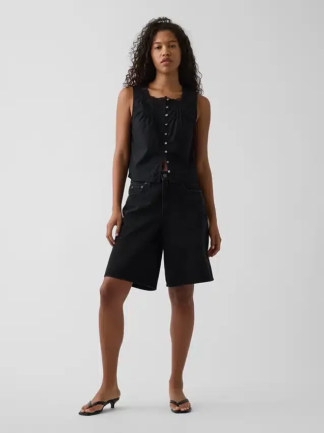 Poplin-tanktop med pintucks