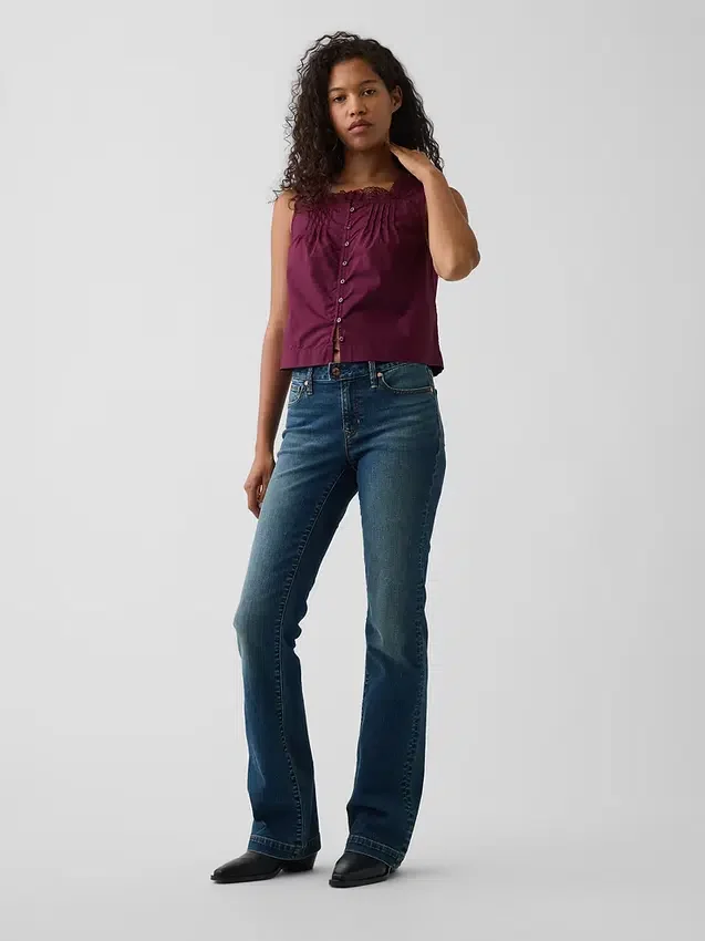 Poplin-tanktop med pintucks