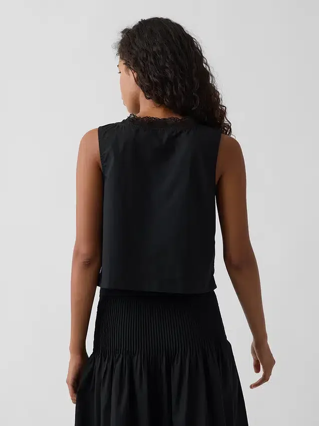 Poplin-tanktop med pintucks